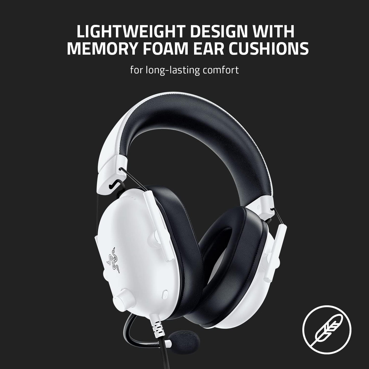 Blackshark V2 X Gaming Headset: 7.1 Surround Sound - 50Mm Drivers - Memory Foam Cushion - for PC, Mac, PS4, PS5, Switch - 3.5Mm Audio Jack - White